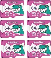 ZenRex 64GB Pack of 1, 6 Count Micro SDXC High Speed 4K UHD Full HD Video Recording C10 U3 A1 Memory Card for Camera Tablet Smartphone External Data Storage with Adapter