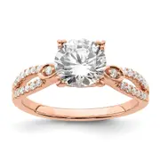 2.00ct. CZ Solid Real 14k Rose Polish 2ct Round Engagement Dia Ring