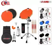 5Core 12" Snare Drum Practice Pad Set 2-Sided w/ Adjustable Stand & Drum Sticks