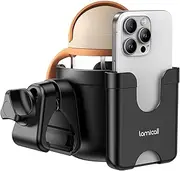 Lamicall Stroller Cup Holder with Phone Holder - Stable Anti-Slip Stroller Cup Holder Attachment for Uppababy, Nuna, Doona, 360° Rotatable Stroller Accessories for Walker, Wheelchair, Bike, Scooter