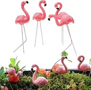 XUTONG 4 Pcs Bright Pink Flamingo Garden Ornament Statue,Pink Flamingo Garden Yard Decor for Vivid Patio Lawn Pond Standing Bird and Flamingo Party