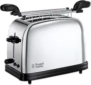 Russell Hobbs Victory 23310-57 Toaster Sandwich [for 2 Slices] Stainless Steel (Extra Wide Toast Slots, 6 Browning Levels + Defrosting & Warming Function, 1200 W)