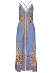 Zimmermann Ottie Printed Linen Maxi Dress - Multi Floral - 2 (UK 12 / M) 2 (UK 12 / M)