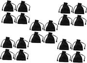 KOMBIUDA 5sets Velvet Bunch Pockets Bag Small Pouches Party Dice Present Container Drawstring Jewelry Pouch Black Flannel 4pcs*5