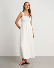 [Jag] Jag Women's Shirred Maxi Dress In White Size 14 14 White