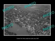 OLD POSTCARD SIZE PHOTO OF CANTON NEW YORK AERIAL VIEW OF THE TOWN c1945