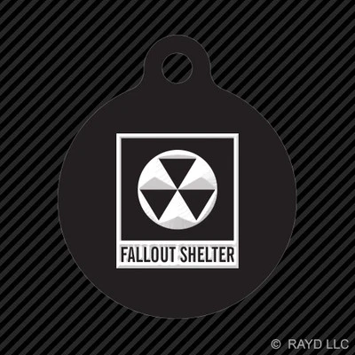 Fallout Shelter Keychain Round with Tab dog engraved Symbol Nuclear Radiation