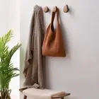 Creative Solid Wood Pebble Hooks No-Punch Clothes Hooks Coat Racks _SE