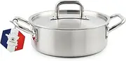 LAGUIOLE, Triplex Dutch Oven 28 x 11 cm Triplex Stainless Steel 304/Aluminium/430, Capacity 6 litres, Compatible with All Hobs Including Induction, Easy Cleaning, Silver