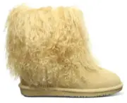 Bearpaw Boo Yellow Shearling Wool Lined Curly Lamb Fur Mongolian Sherpa Boots 7