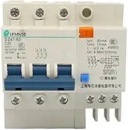 MGTCAR DZ47LE-63/63A Husehold Air Switch RCBO Leakage Protector 1P+N 2P 3P+N 4P AC400V Three-Phase Overload Protection Circuit Breaker(3P,40A)