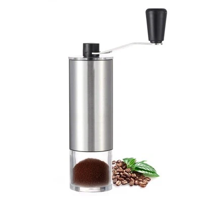 LHS Manual Coffee Grinder with Ceramic Conical Burr Stainless Steel Hand Crank