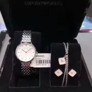 Emporio Armani Ladies Two-Hand Stainless Steel Watch Gift Set NIB AR80023