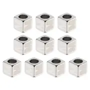 10Pcs Stainless Steels Letter Beads Alphabet Letter M Cube Silver Dice Beads