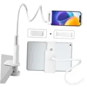 Gooseneck Tablet Stand Phone Holder Flexible 37" Long Arm Adjustable WHITE