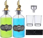 Mouthwash Container | 12oz/350ml Mouthwash Dispenser Bottle Set,Countertop Refillable Mouth Wash Round Bottle for Home Hotel