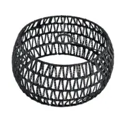 13" Black Rattan Lamp Shade, Bohemian Hand D:13inch*6.3inch Paper Rattan Black