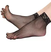 TOETOE Legwear Fishnet Nylon Ankle Toe Socks Black Unisize