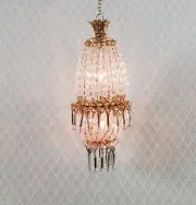 Dollhouse Crystal Chandelier "Daphne" Real Glass 12 Volt 1:12 Scale Miniature