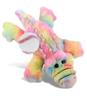 DolliBu Small Rainbow Alligator Stuffed Animal with Baseball Plush - 12 Inches