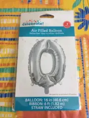 Helium free! Easy To Inflate Air‑Filled Letter 0" Balloons 16" Silver