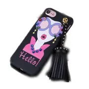 For Iphone 8 and 7 Fashion Girl In Magenta And Wearing Glasses Pattern Soft Tpu Back Cover Protective Case With Tassel Pendant