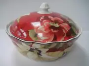 222 FIFTH BELIZE FLORAL ROUND CASSEROLE WITH LID - RED/MULTICOLOR - NEW - RARE