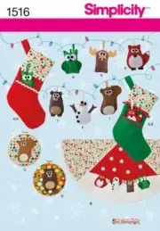 Simplicity Sewing Pattern 1516 Christmas Felt Ornaments Wall Hangings Stocking