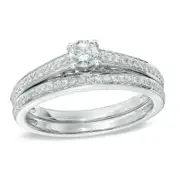 1/2 CT. T.W. Diamond Bridal Engagement Ring Set in 14K White Gold