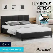 ALFORDSON Bed Frame King Size Wooden Platform Mattress Base Fabric Charcoal