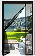 fillis Magnetic Fly Screen for Doors 110x220cm, Side Opening Fiberglass Door Curtains Anti Mosquito Mesh with Full Frame Hook and Look, Keep Insects Out, Black