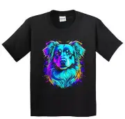 Kids Aussie Shepherd Psychedelic Dog Art T-Shirt Australian Shepherd Owner Gift