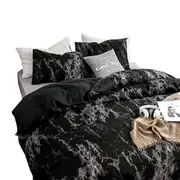 Marble Black Ultra Soft Quilt Doona Duvet Cover Set Single Double Queen Super King