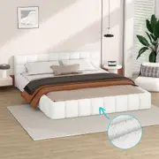 ALFORDSON Bed Frame Double Size Platform Boucle White