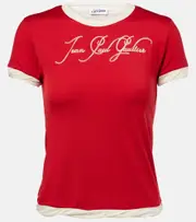[Jean Paul Gaultier] Jean Paul Gaultier Printed jersey T-shirt AU 16 red