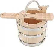 Mobestech 1 Set Wooden Sushi Barrel with Scoop Traditional Sushi Bowl for Kitchen Cooking Solid Rice Storage Bucket Artisanal Design Seamless Construction for Food Safety