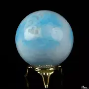2.0" Blue Aragonite Hand Carved Crystal Ball/Sphere, Crystal Healing