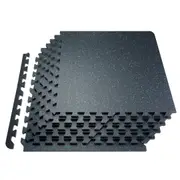 Interlocking Gym Floor Mats - 0.56" Thick Rubber Top with EVA Foam, 6 Tiles