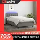 Box Spring Bed LED Dark Grey 100x200cm Mattress Fabric Adjustable Height 9217