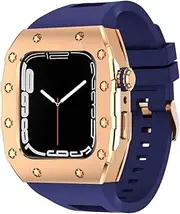 CZKE New 45mm Luxury Metal Case Silicone Strap for Apple Watch Band Mod Kit 44mm Modification Set for IWatch Series 8 7 SE 6 5 4 Strap