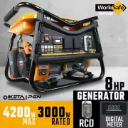 IKETA Petrol Generator 4200W Max Site Camping Portable Backup Power Supply