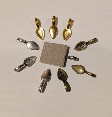 Glue on bails 50 color combo teardrop for DIY jewelry pendant silver gold bronze
