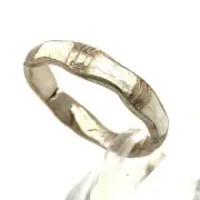 Vintage Signed Sterling Siam White Colored Enamel Guilloche Ring Band size 8 1/2