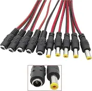 ROBAUN 5.5x2.1mm DC Power Pigtail Wire Connector, 25CM 12V DC Male Plug & Female Jack Cable Adapter for Camera(5 Male 5 Female)