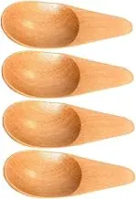 COLLBATH Reusable Wood Spoons 4pcs Mini Tea Scoops Kitchen Supplies Short Handle Tea Spoons