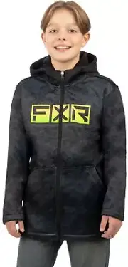 FXR Hydrogen Youth Softshell Jacket Black Ripple/Glow Stick XS