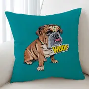 Funny Sleepy Bulldog Cushion Cover