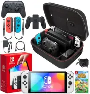 Nintendo Switch OLED Model White Case Bundle with Animal Crossing: New Horizons