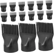 15pcs Hair Styling Tips Straightener Hairdryer Holder Thermal Brush Diffuser Hair Dryer Hair Dryer Brush Attachment Hair Comb Portable Hair Dryer Hair Brush Nozzle Black Plastic