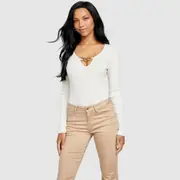 GUESS White Nancy Chain Sweater Top Size: XS, Denim